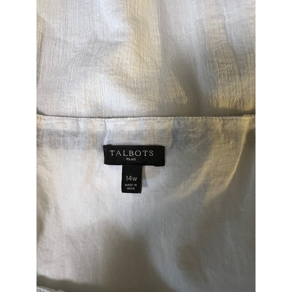 Talbots Plus Dress with Embroidered Neckline White and Black 14W - Picture 3 of 5